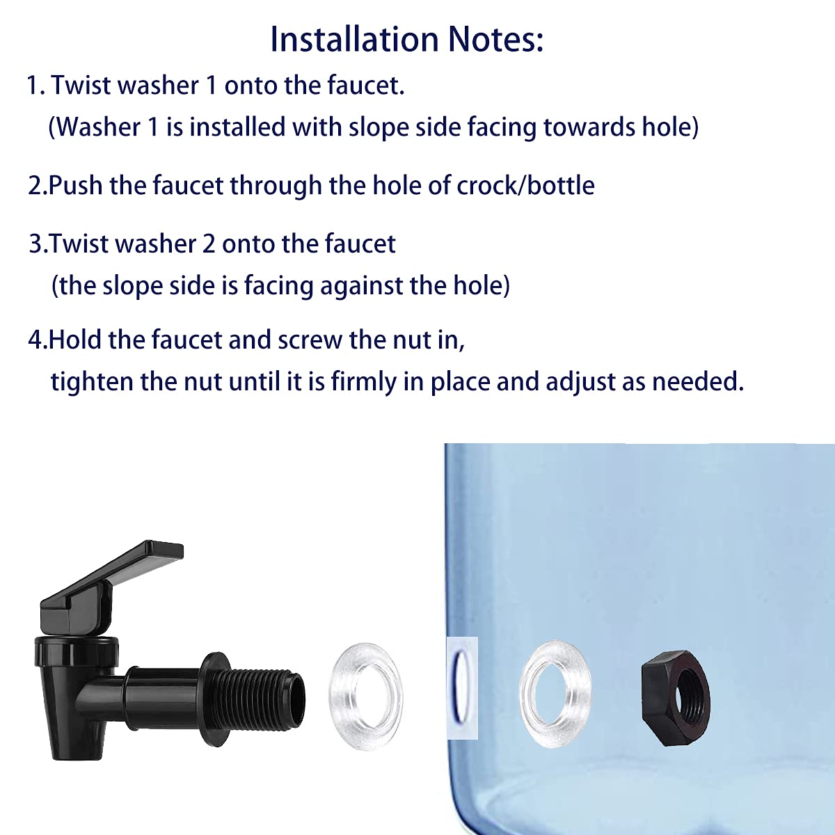 HUI NING Replacement Ceramic Dome Water Filter and Faucet Kit for Countertop (2 Dome Filters & 2 Black Taps)