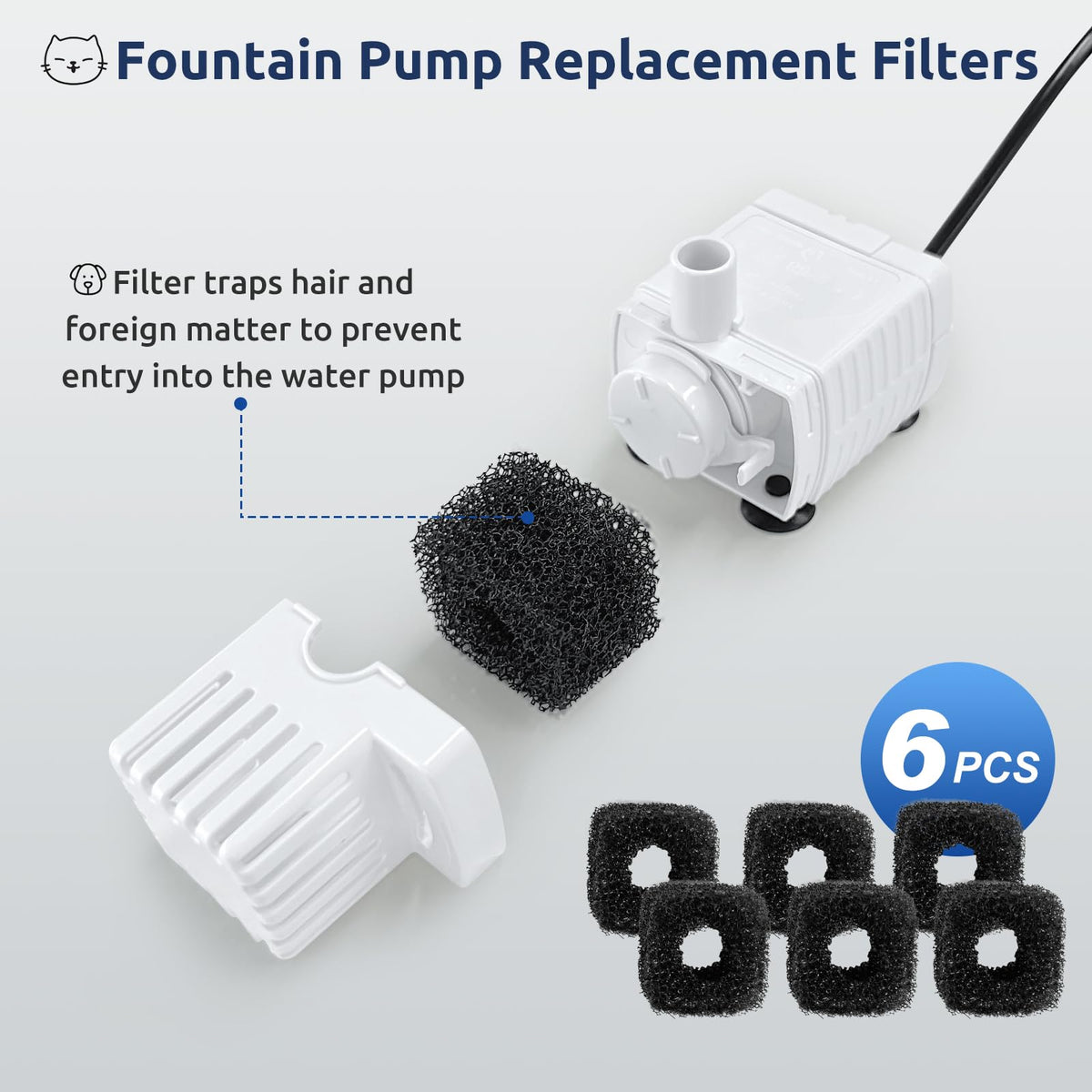 12+6 Pack Zeepet Cat Fountain Filters (D60 Black filter x12, White filter x6)