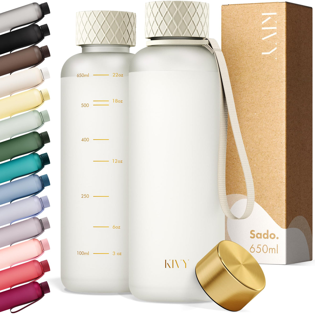 Slim Water Bottle 22oz Tritan (White Gold / 22oz)