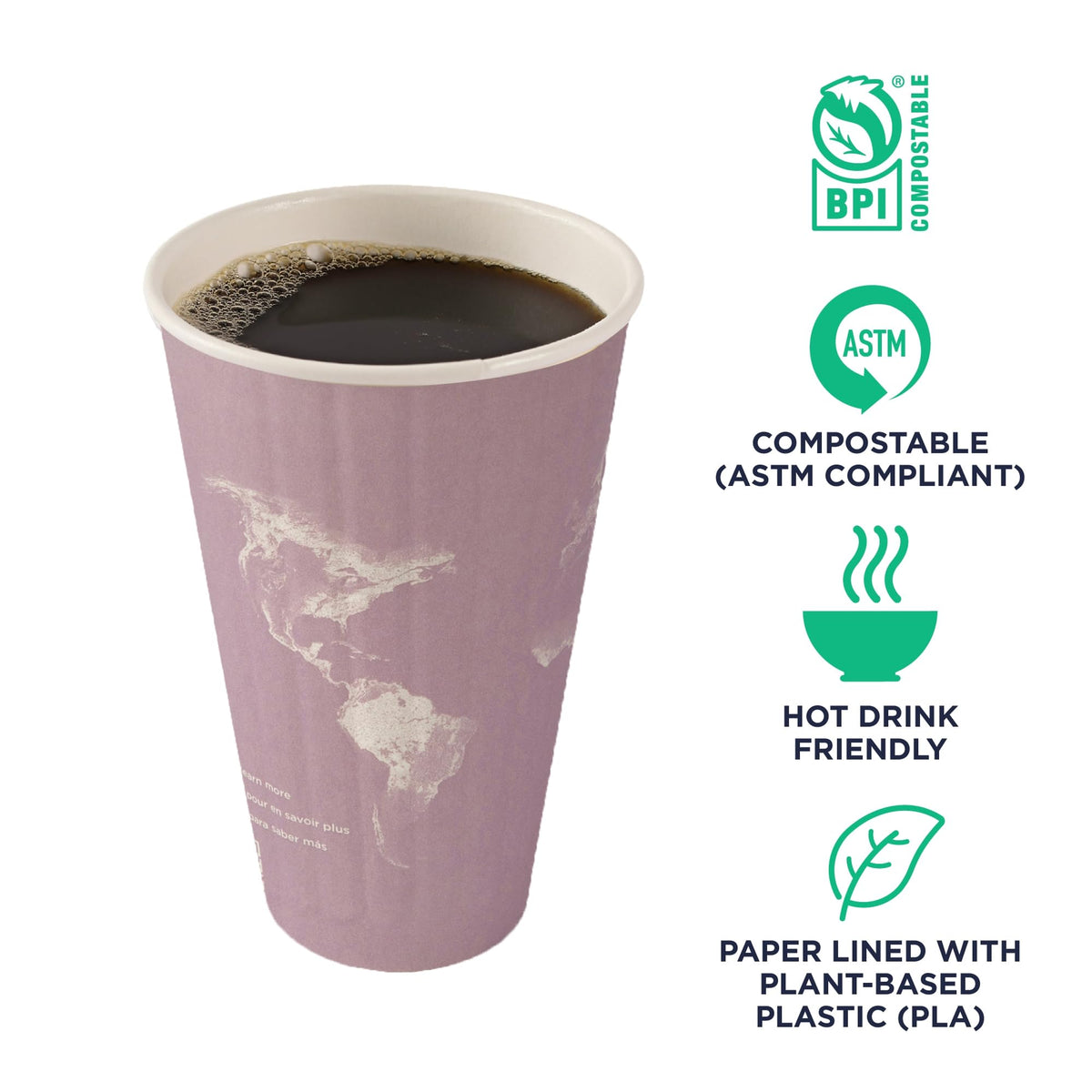 World Art Disposable Insulated Coffee Cups (16 oz)