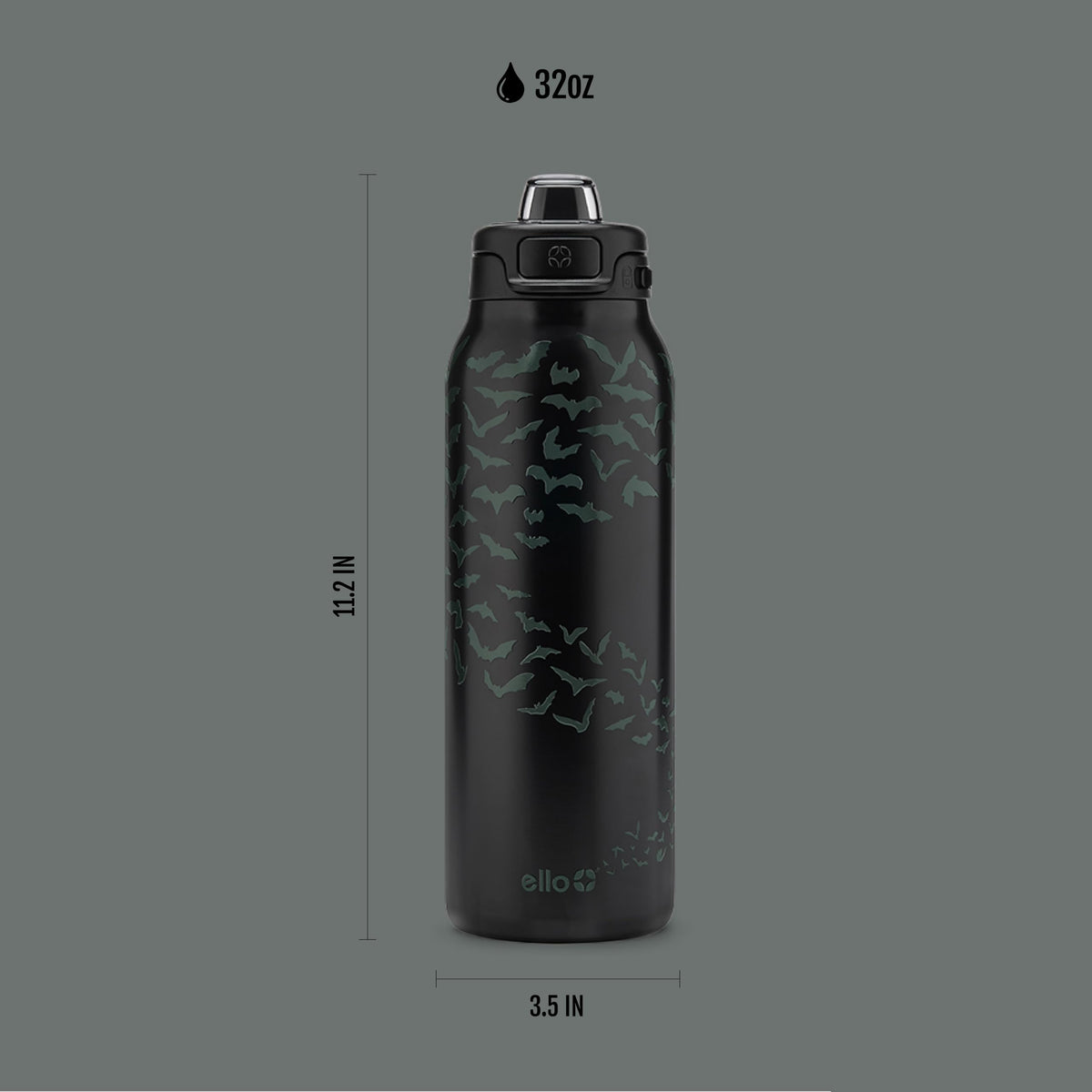 Pop & Fill 32oz Stainless Steel Water Bottle with QuickFill Technology (32oz / Nocturnal Bat)