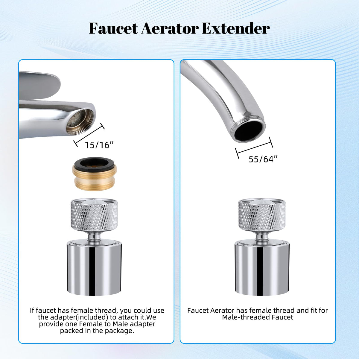 Dual function Metal Faucet Aerator (Upgraded Aerator with 1 Swivel Joints / Silver)