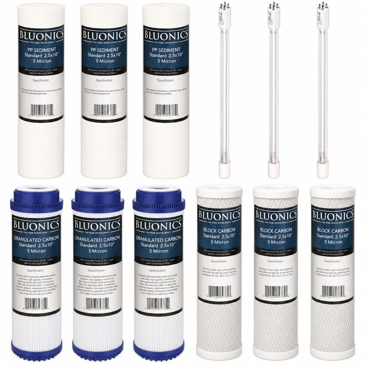 12 Piece Replacement Filter and UV Lamp Set for Compatible 4