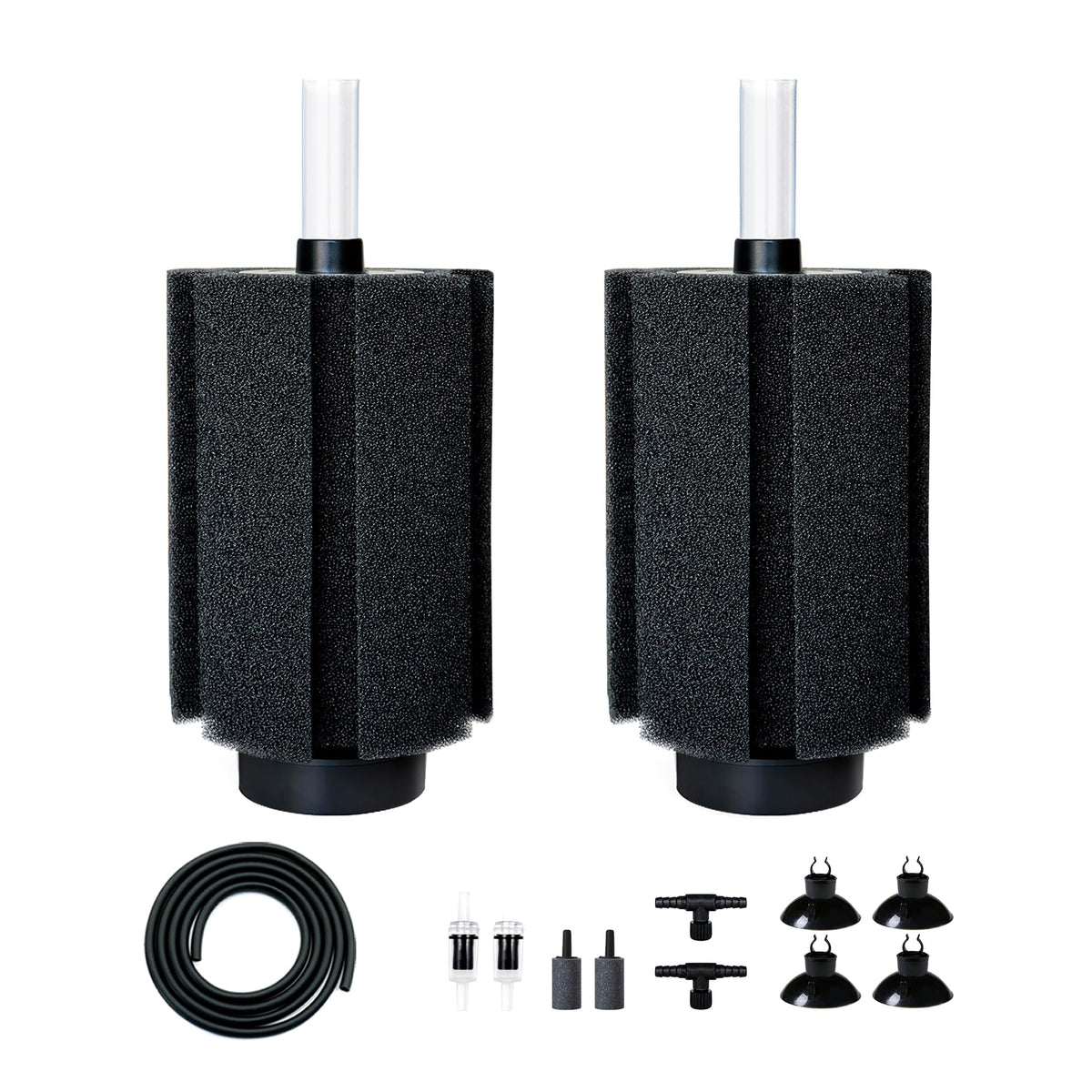 100 120 Gal Large Aquarium Sponge Filter with Air Stone and Ceramic Media (Large(2 Pack) for 80-150 Gal)