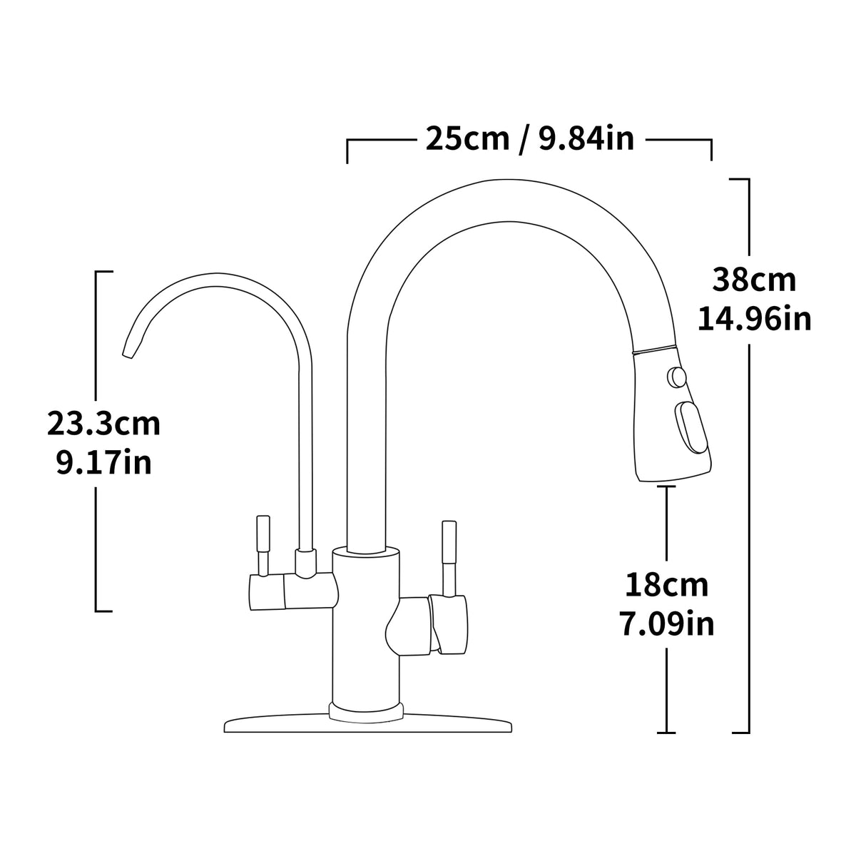 Black Kitchen Faucets with Water Filter and Pull Down Sprayer (Black / Classic Filter)