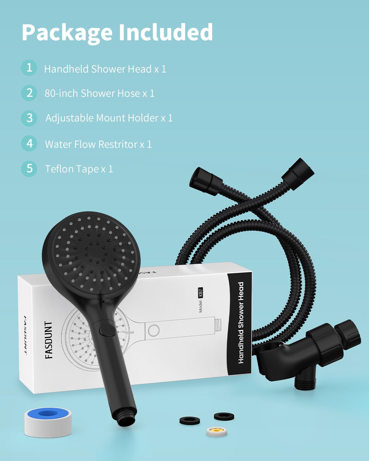 Shower Head with Handheld (6 Spray-Settings / Matte Black)