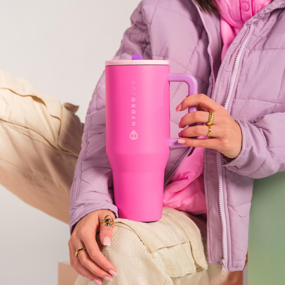 Traveler Modern 40 oz Tumbler with Handle & Simple Flip Straw (Pink Sugar / 40 Ounces)