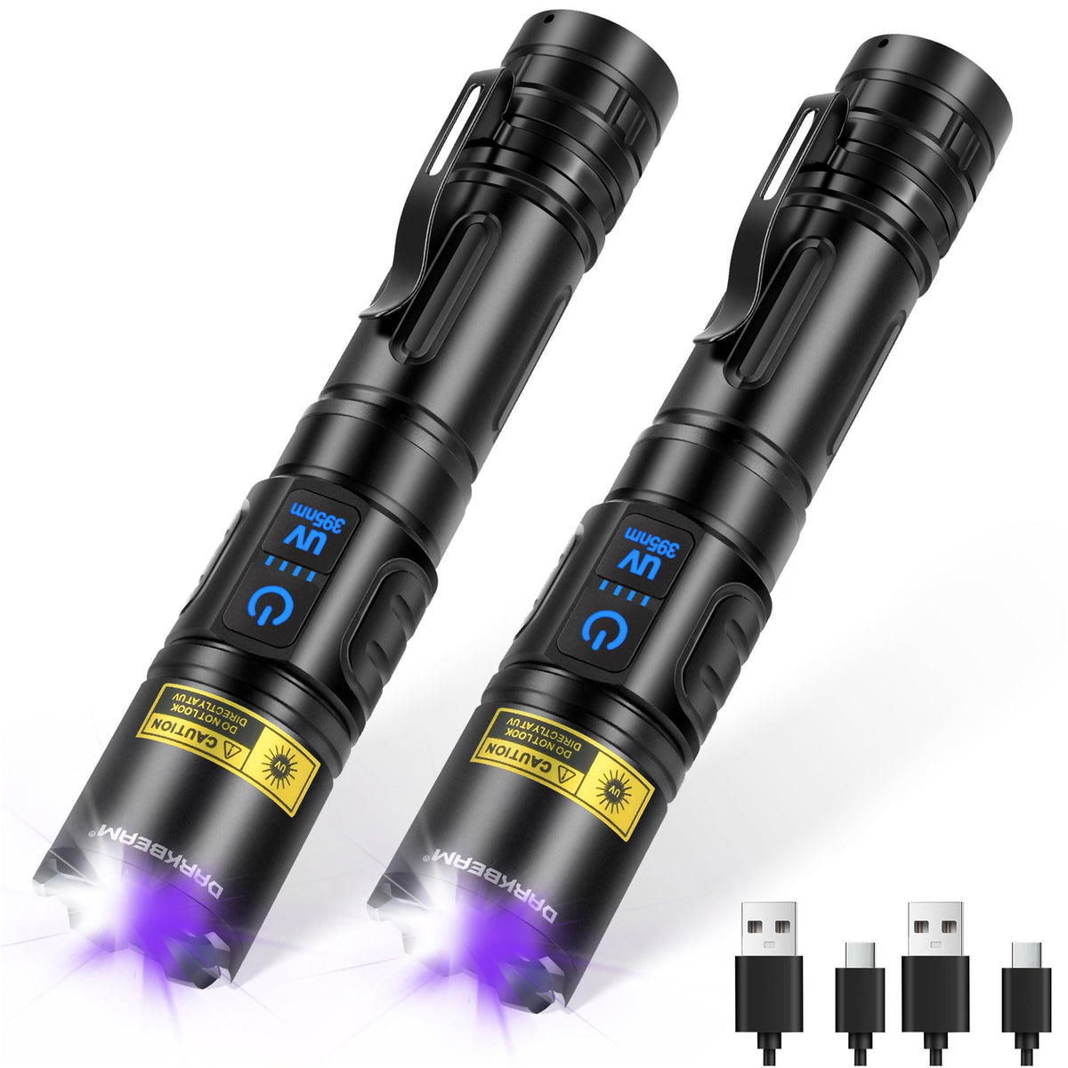 Flashlight UV 395nm Black Light Woods Lamp with Blacklight Combo (LED White + UV 395nm(violetish)-2 Pack / Pocket-size (A900))