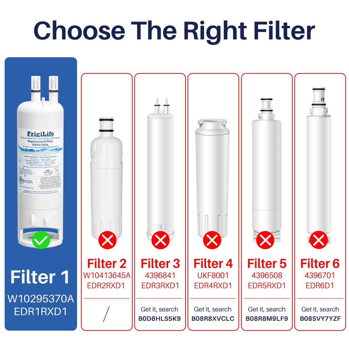 W10295370A Refrigerator Water Filter Compatible with EDR1RXD1 (1 Count (Pack of 1))