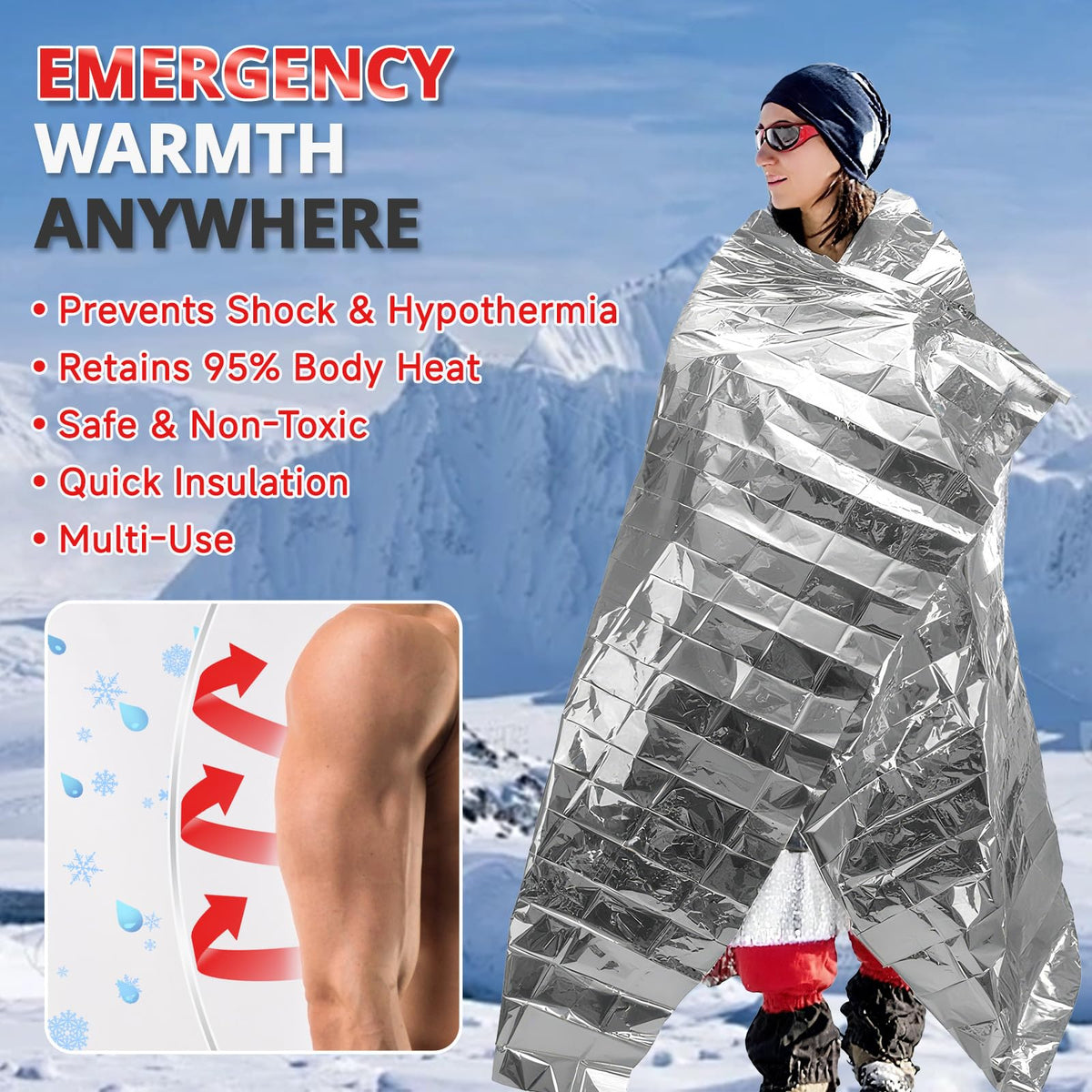 Survival Emergency Thermal Blankets (Sliver / 10 Pack)