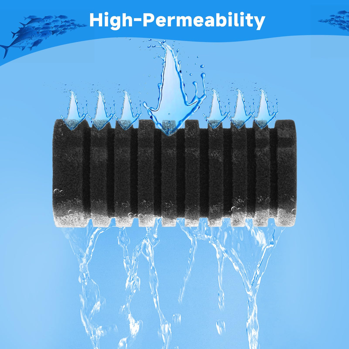 4 Pack Aquarium Sponge Filter Replacement for AQ016 (Replacement Sponge-Small)