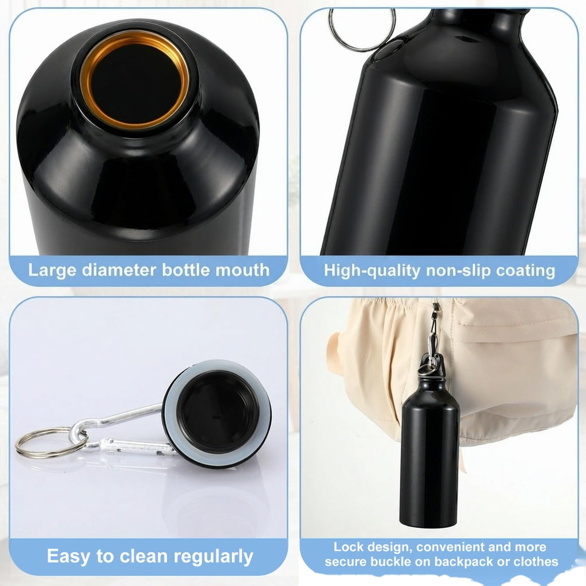 30 Pcs Aluminum Water Bottles Bulk Reusable Bottles (Black)