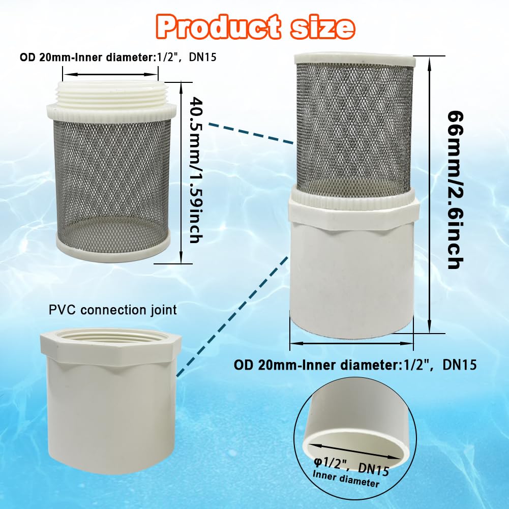 DN15 inch stainless steel filter cover connected to 1 (1/2" DN15)