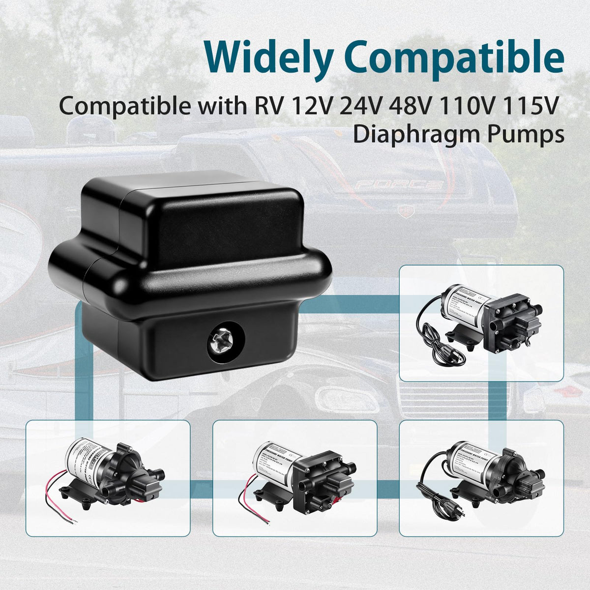 RV Water Pressure Booster Pump Switch Kit (Black)