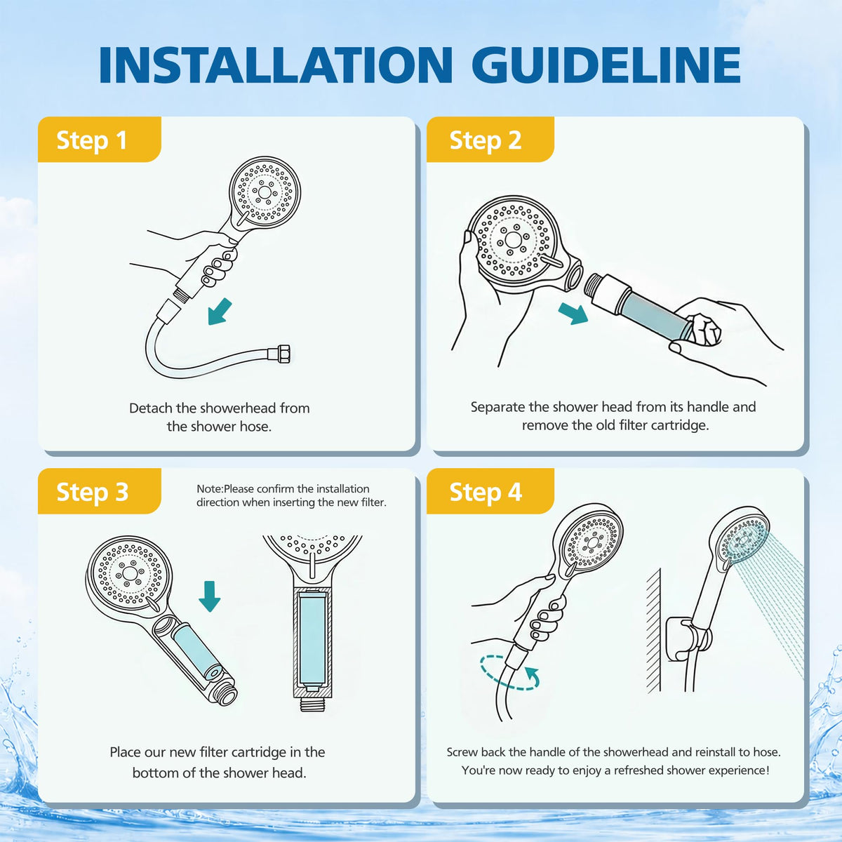 4 Pack Shower Replacement Filters for Cobbe Handheld Shower Head #CF1101 (White-Standard)