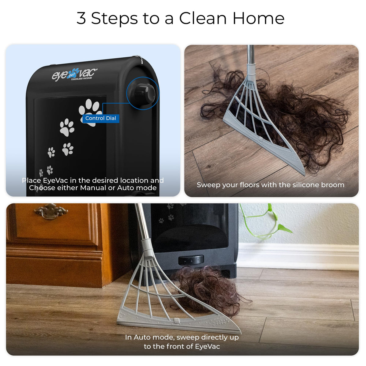 EyeVac Pet & Squeegee Broom Bundle (Pet Black)