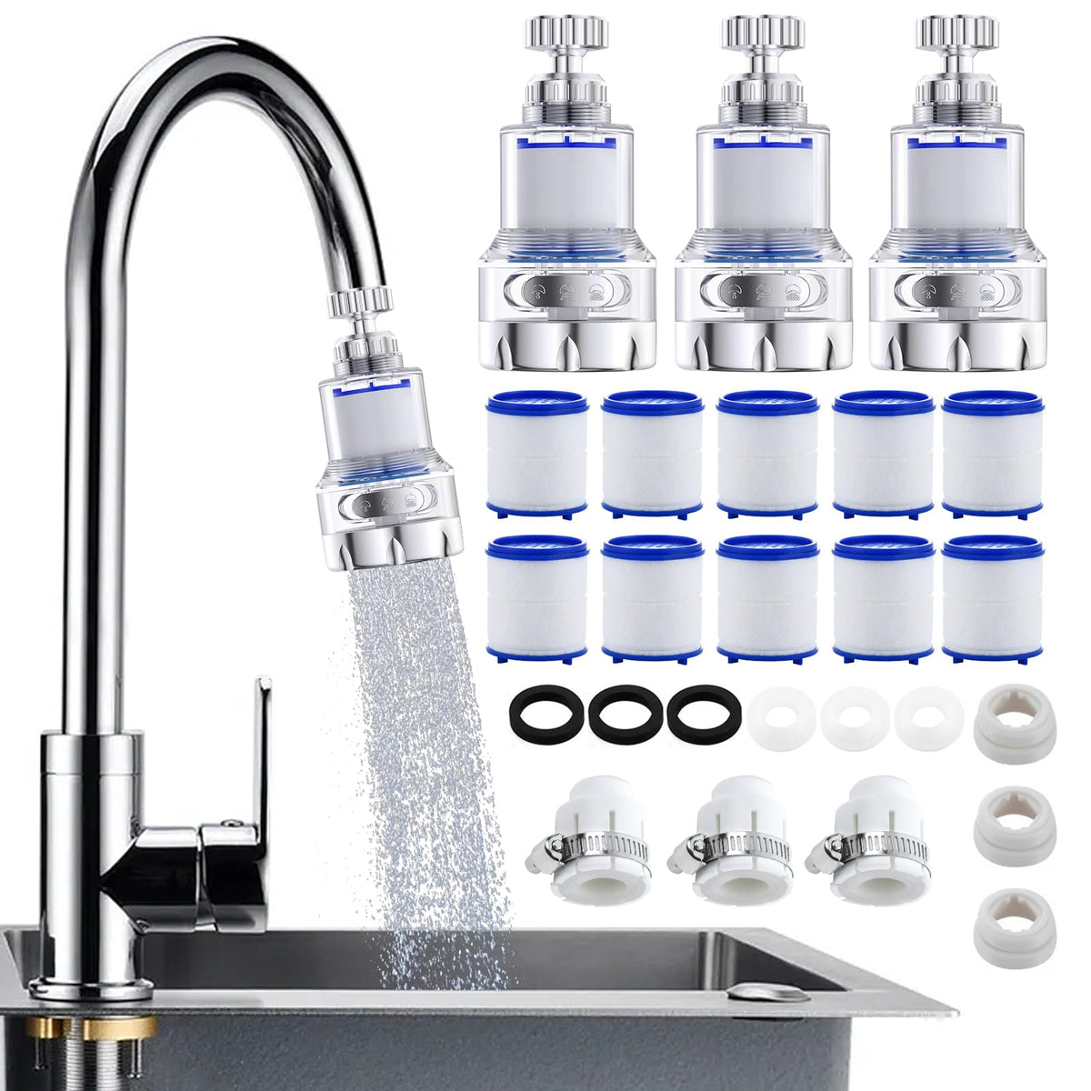 3 Pack Sink Water Filter Faucet