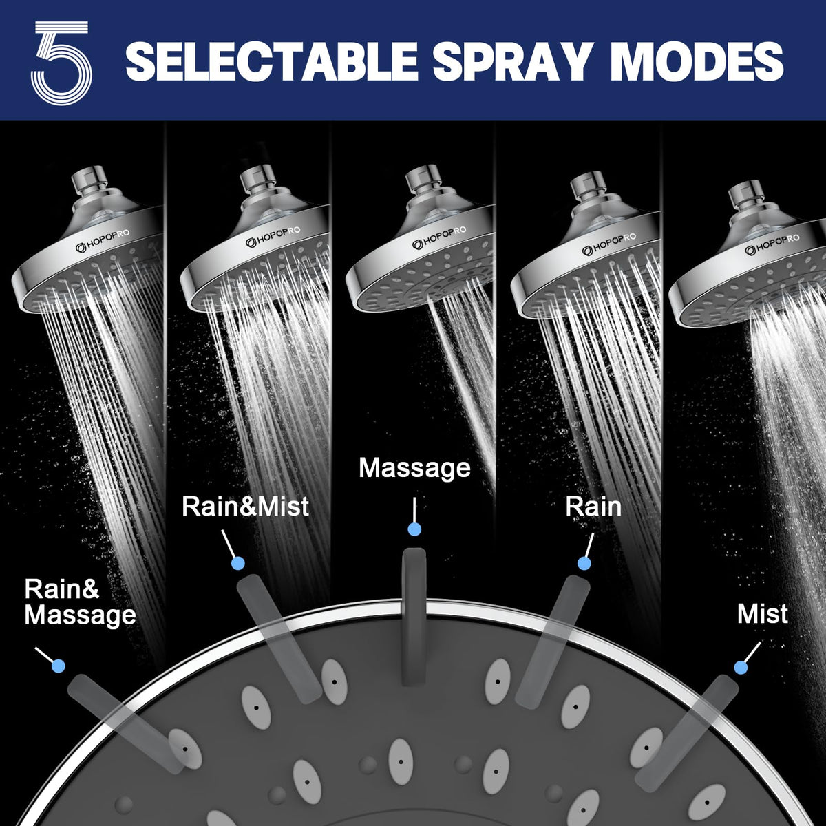 High Pressure Shower Head (6 Inch Modern / Modern Silver)