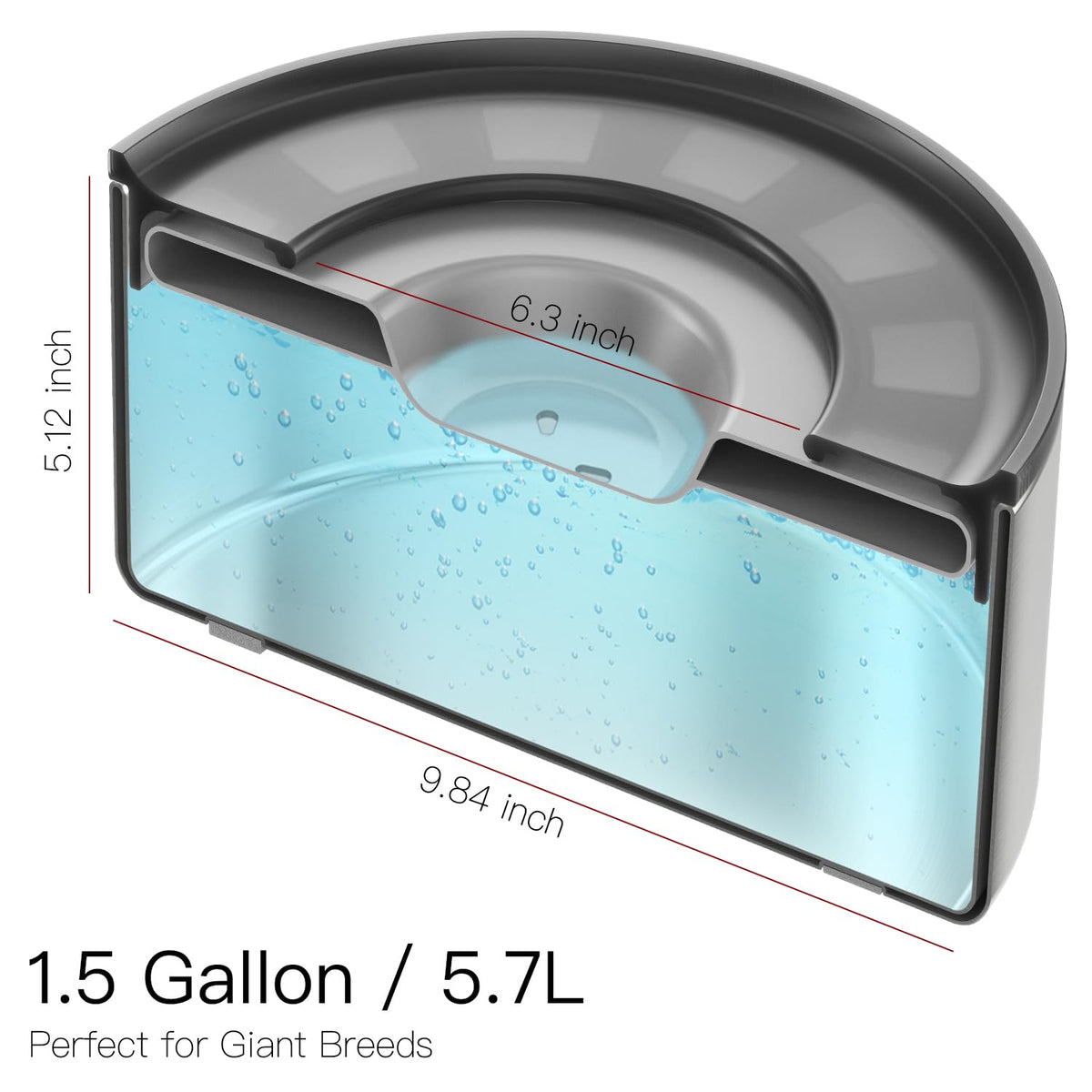 1.5 Gallon No Spill Dog Water Bowl (White / 1.5 Gallon)