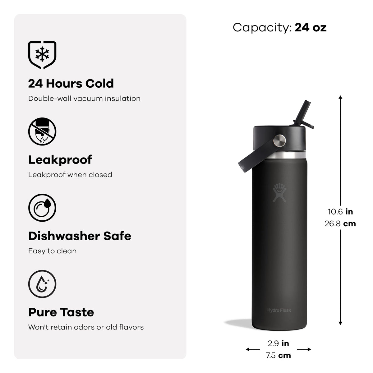 Water Bottle Insulated Stainless Steel (GLITCH BLACK / 24 Ounces)