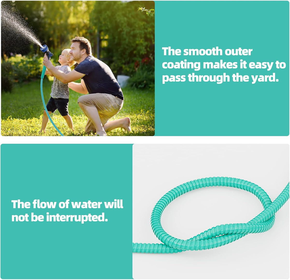 25ft 304 Stainless Steel Metal Garden Hose (3/8" ID x 25 FT / Aqua)