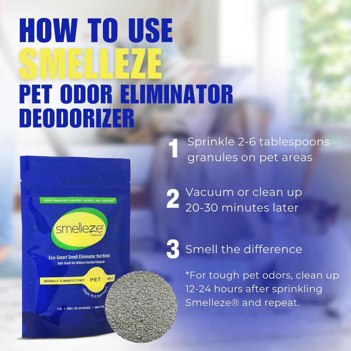Natural Pet Odor Eliminator Deodorizer Granules (1 Ounce (Pack of 1))