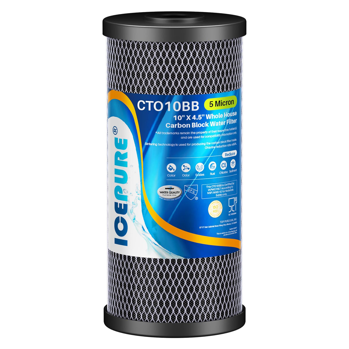 5 Micron 10" x 4.5" Whole House Activated Carbon Water Filter 1Pack (1 Count (Pack of 1))
