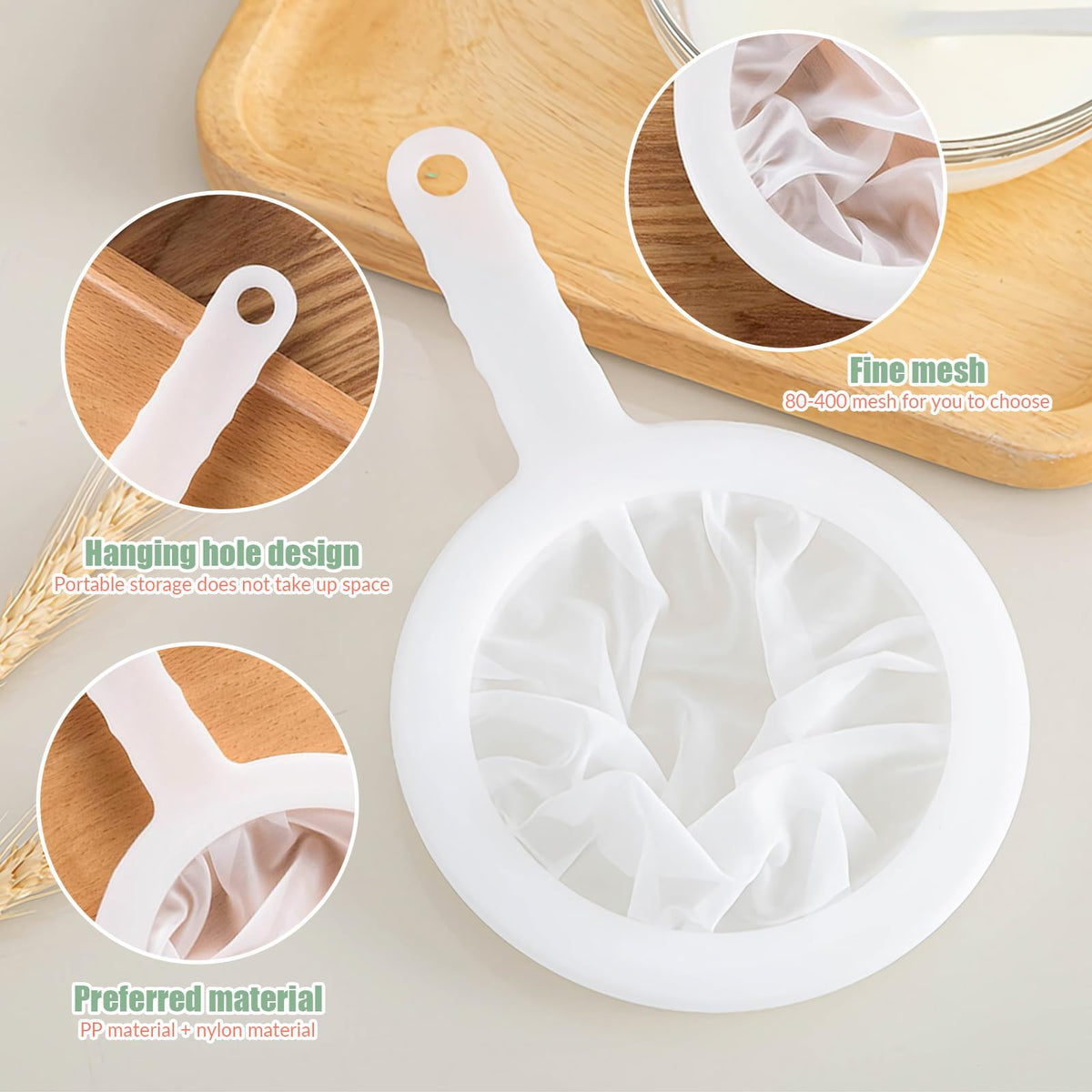 2 Pack Fine Nylon Mesh Strainer (120 Mesh)