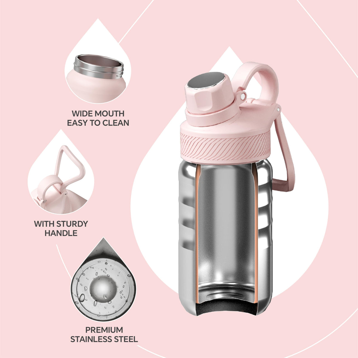 Insulated Water Bottle 12oz (Light Pink / 12 Ounces)