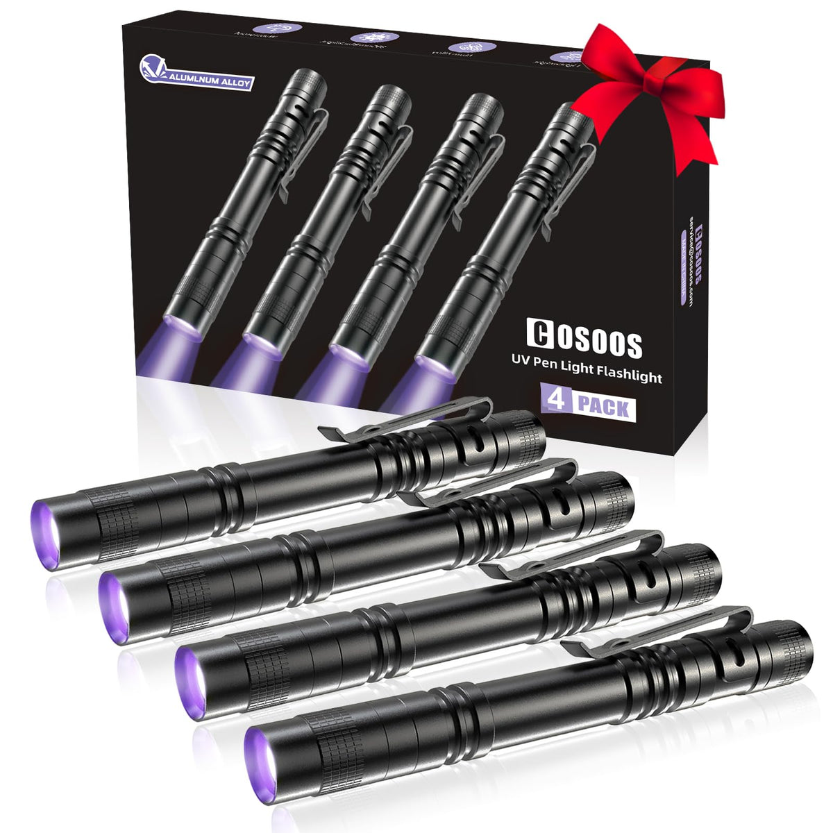 UV Black Light Flashlights (Black / 4 Pack)
