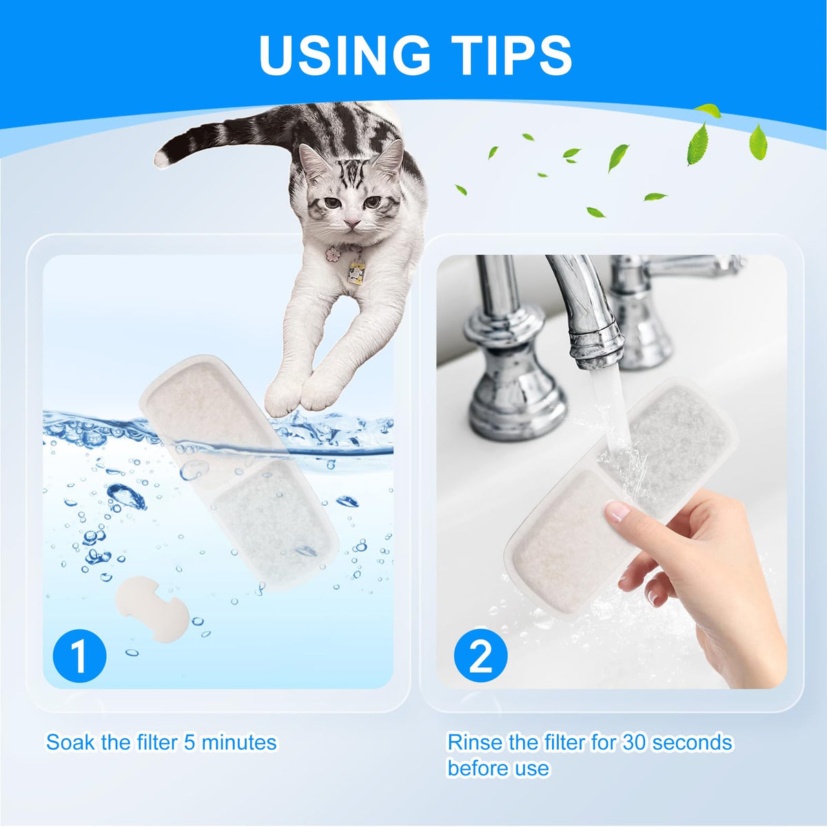 6+6PCS Cat Water Fountain Filter Compatible with FEELNEEDY FN