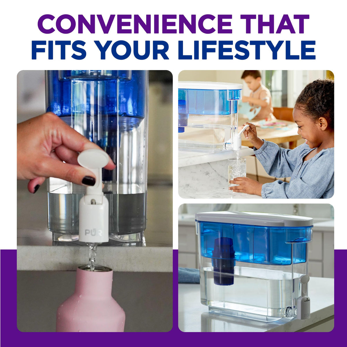 30 Cup Countertop Water Filter Dispenser for Fridge (PUR Faster Filter / White)