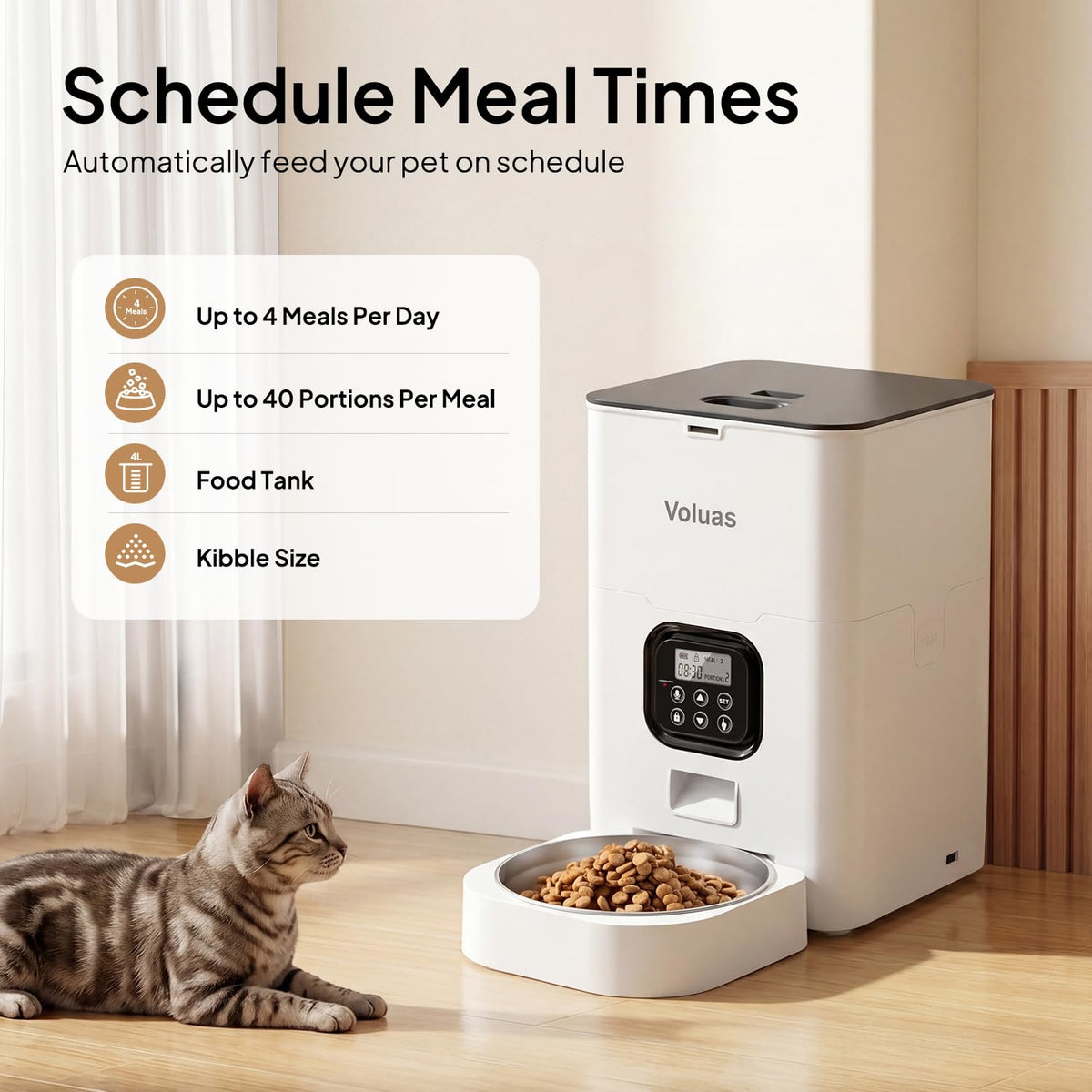 Automatic Cat Feeder (4 L / White Opaque)