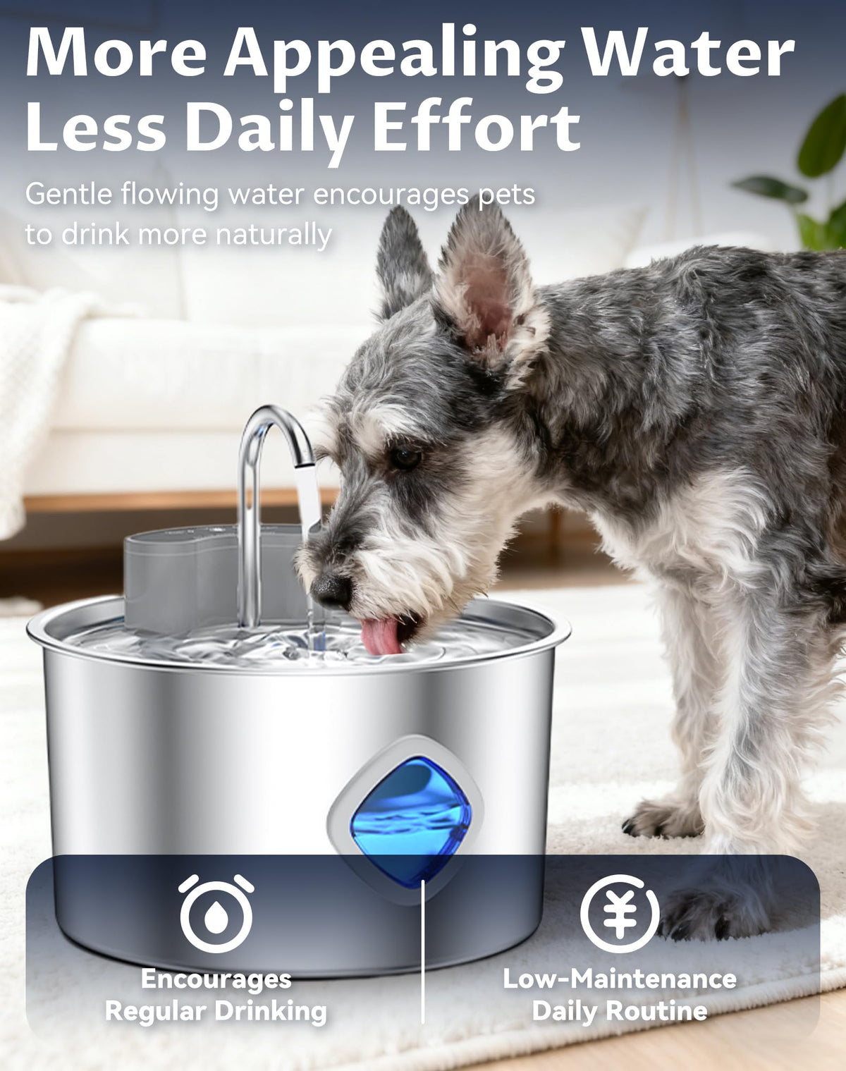 Water Bowl Cordless Dog Water Fountain with Faucet (Bowl+12Set Filter)