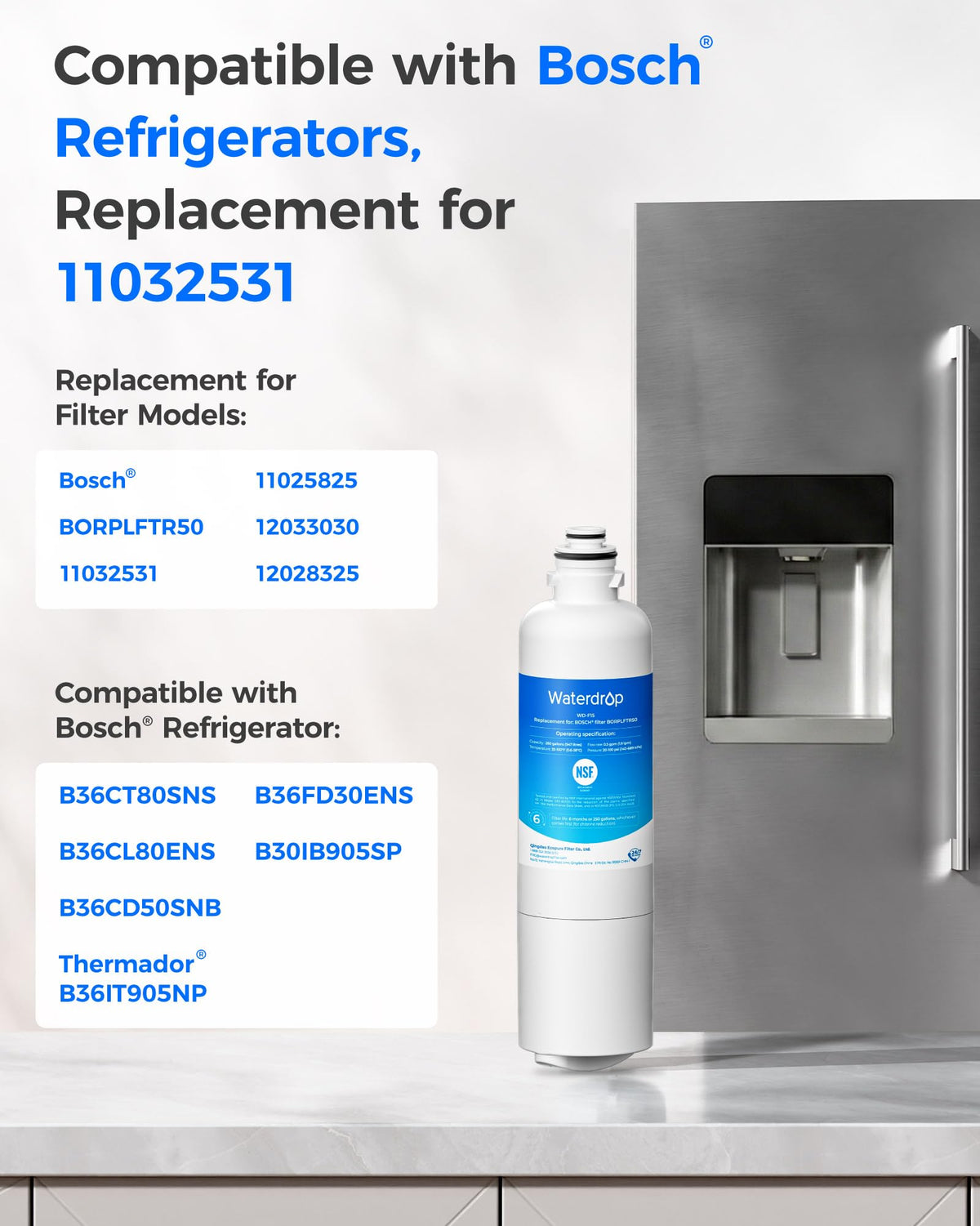 11032531 Water Filter Replacement for Bosch® BORPLFTR50