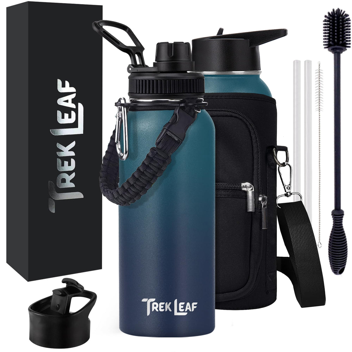 Travel Water Bottle with Carrying Bag (32 Ounces / Deep Water)