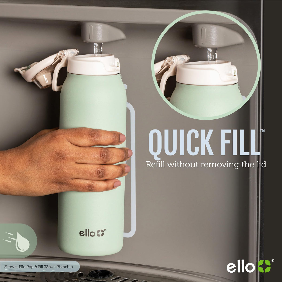 Pop & Fill 22oz Stainless Water Bottle (22oz / Mauve)