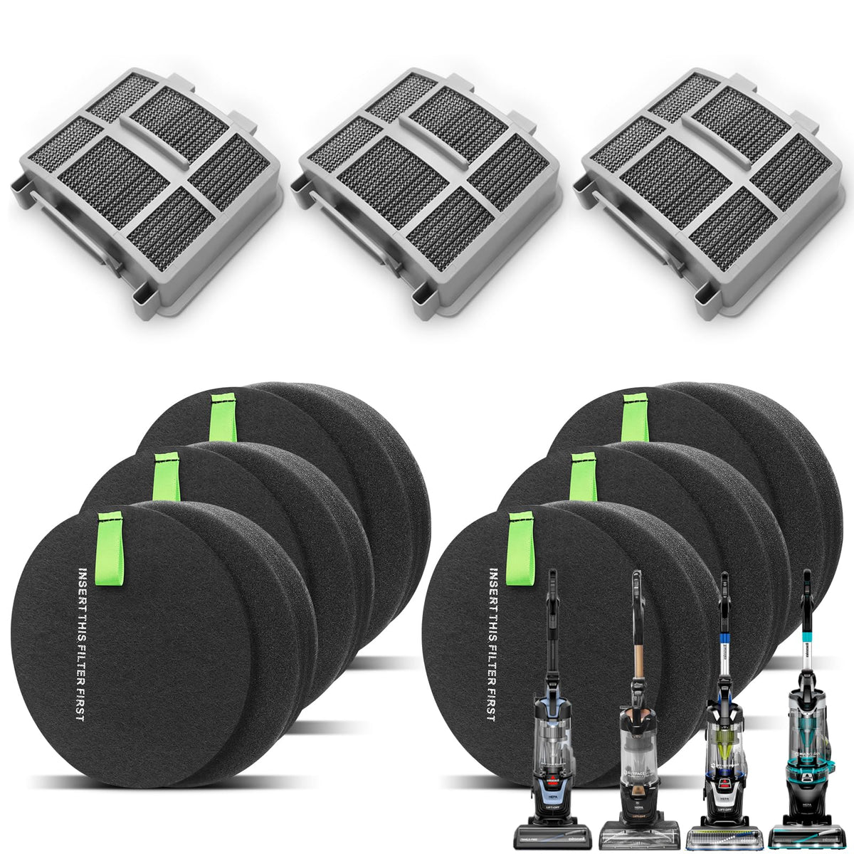 Vacuum Filter Replacement for Bissell Pet Hair Eraser 39883 3774F (3418-3+6)