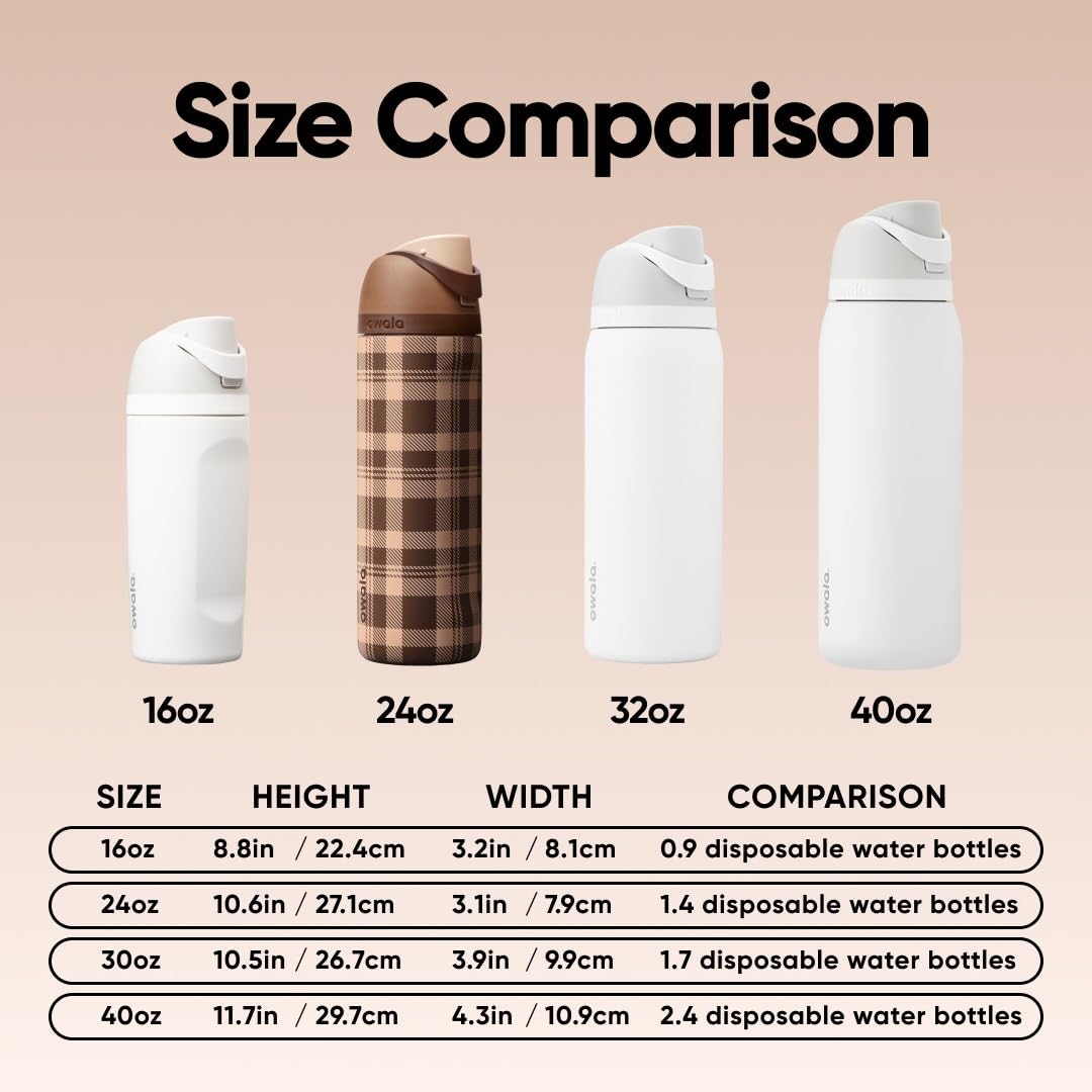FreeSip Stainless Steel Water Bottle 24 oz Plaid and Simple (Plaid and Simple / 24 Ounces)