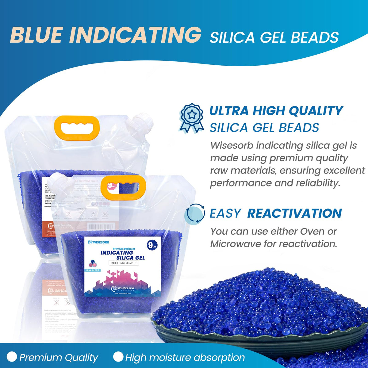 Net 27LBS Blue Indicating Silica Gel Beads Desiccants (27LBS)