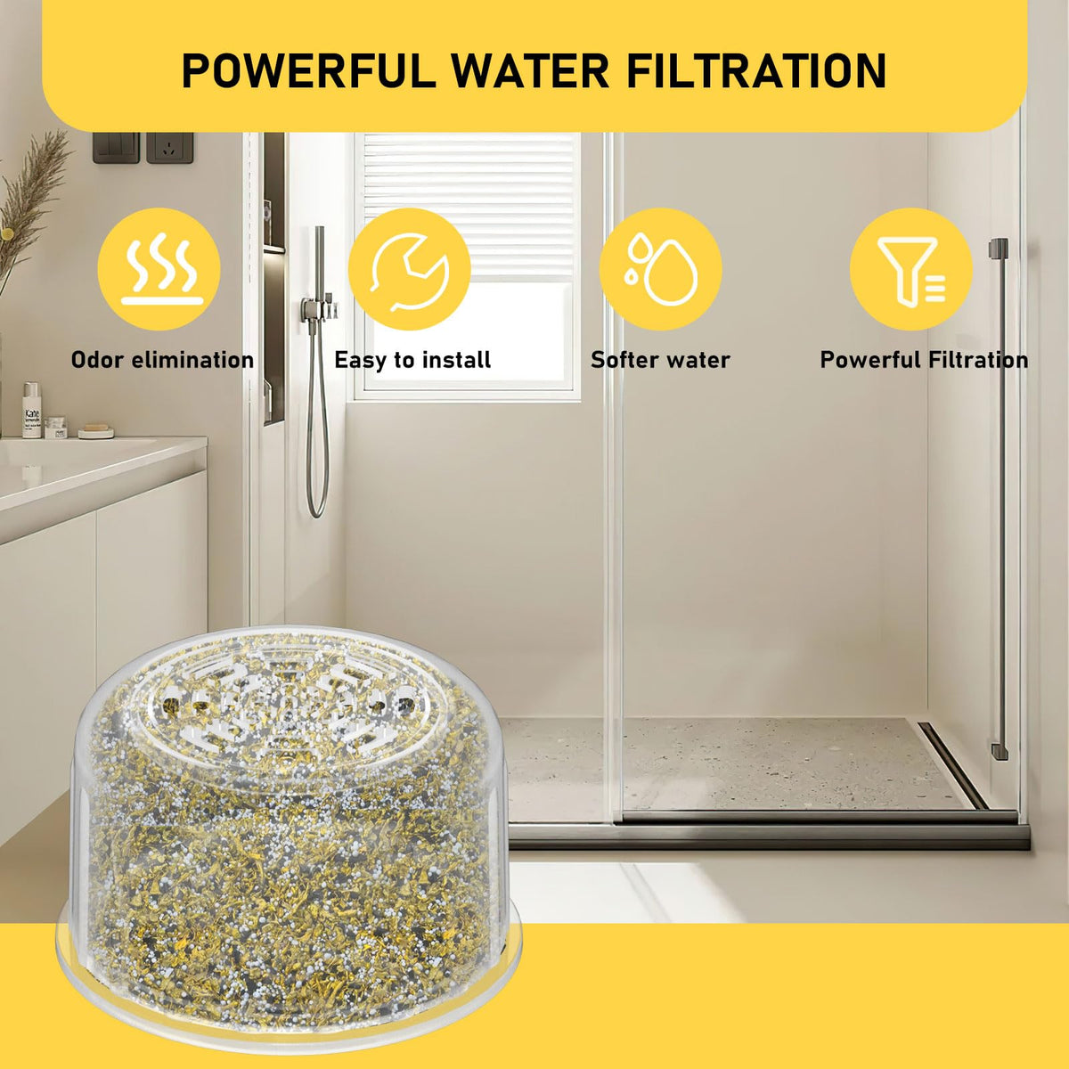 2 Pack Shower Head Filter Replacement Cartridge Compatible with All Canopy Fixed & Handheld Filtered Shower Head (2 Pack)