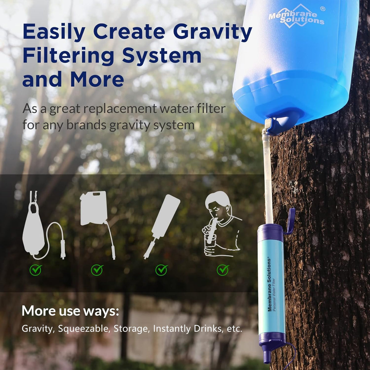 Personal Water Filter Straw S1 (2 Pack / Blue)