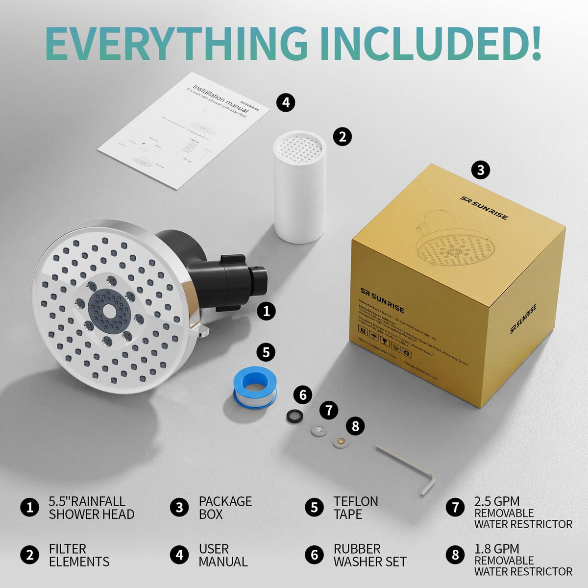 5.5 Inch Filtered Shower Head with Filters (Chrome / 5.5-Inch)