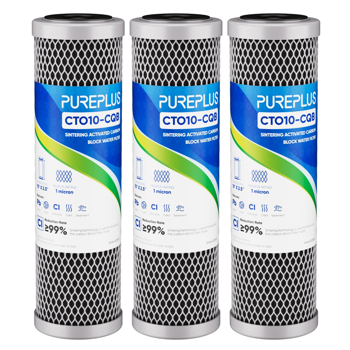 1 Micron 2.5" x 10" Whole House Lead Removal Water Filter (3 Count (Pack of 1))