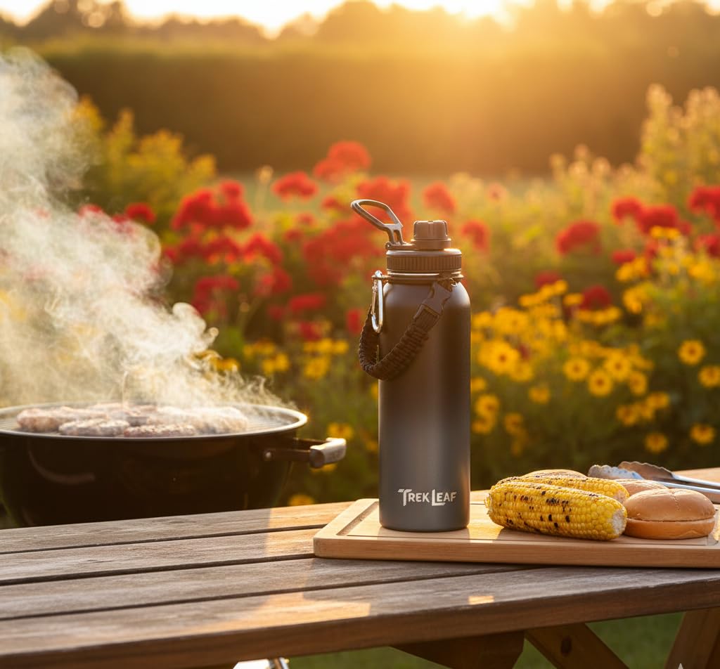 Travel Water Bottle with Carrying Bag (40 Ounces / Charcoal Fog)