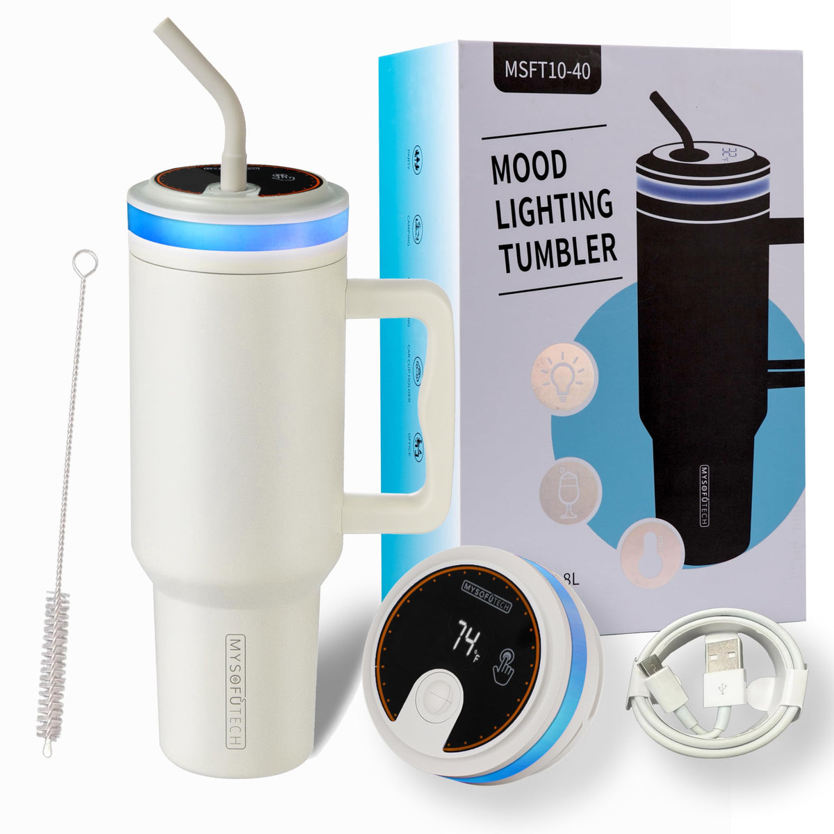 Smart Water Bottle Reminder to Drink Water (Cream)