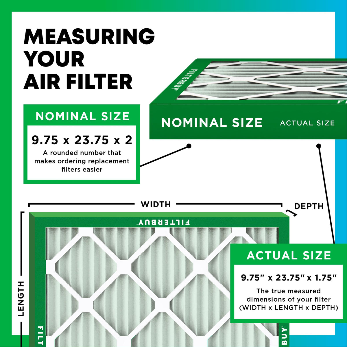 9.75x23.75x2 Air Filter MERV 11 Pet & Allergy Defense (9.75x23.75x2)