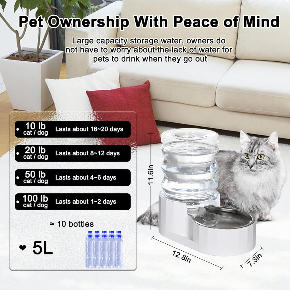 5L Cat Water Dispenser (['White'] / 5L)