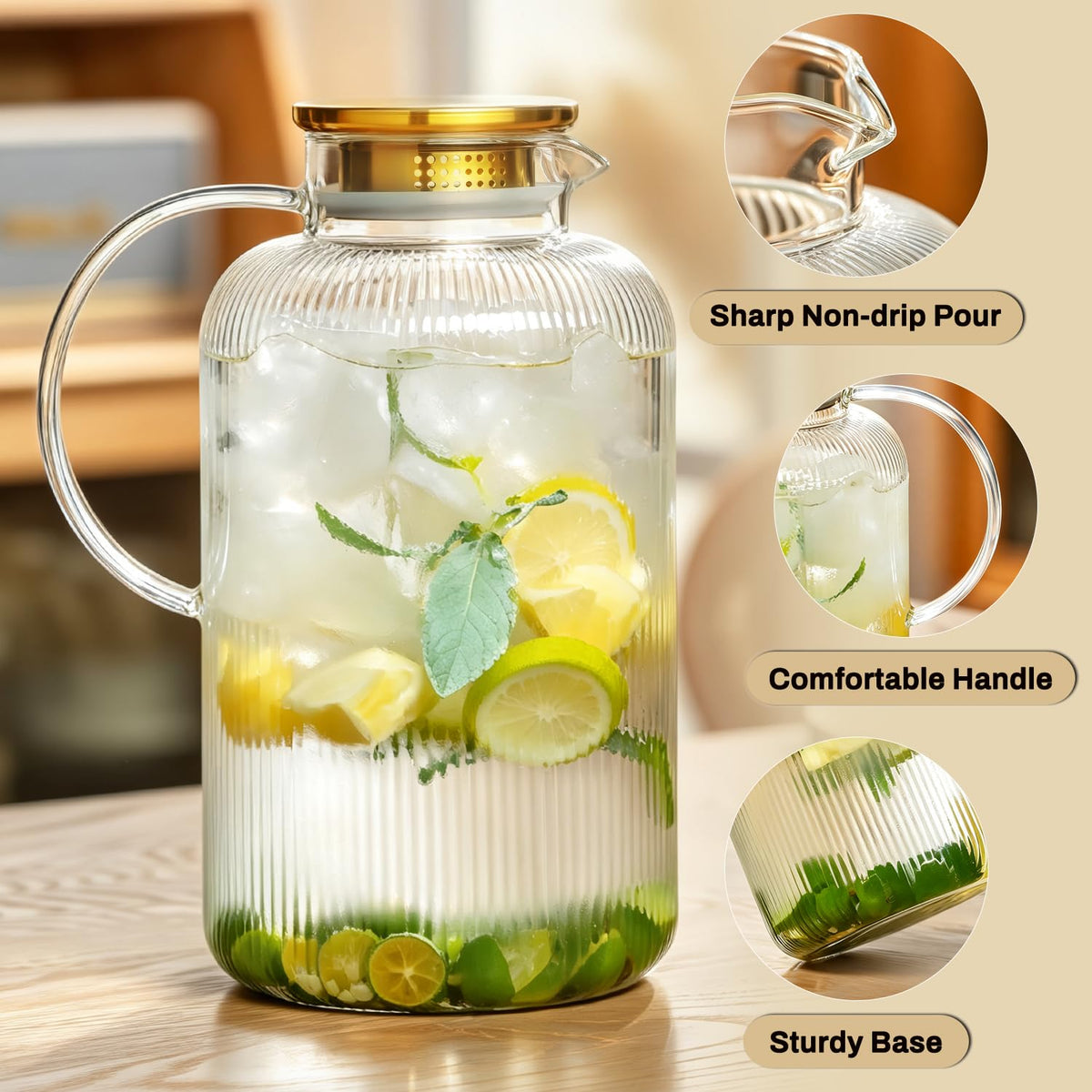 Glass Pitcher with Lid (Clear / 128 Ounces)