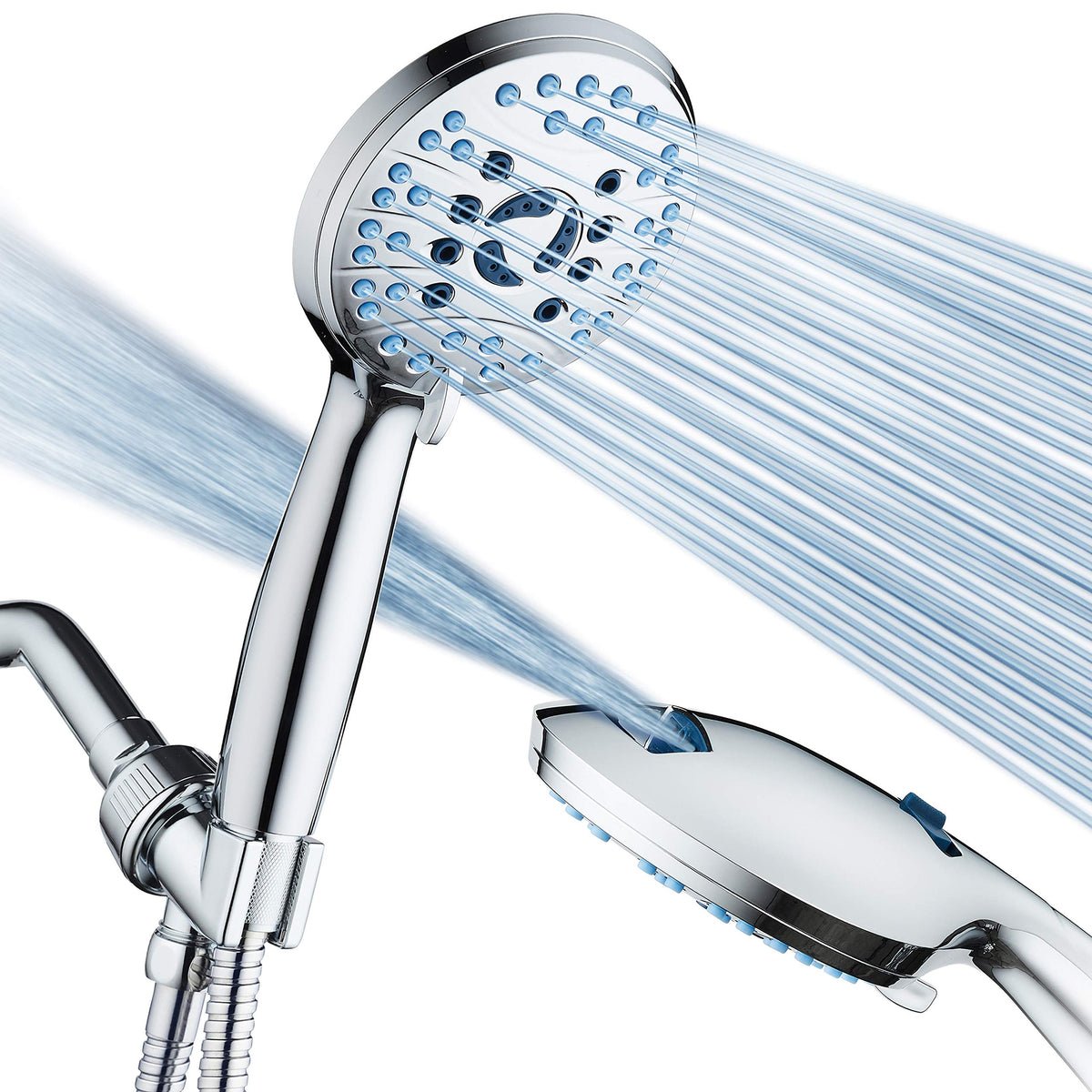AquaCare 8 mode High Pressure Handheld Shower Head with 2 (2.5 Gallon Per Minute / Premium Chrome)